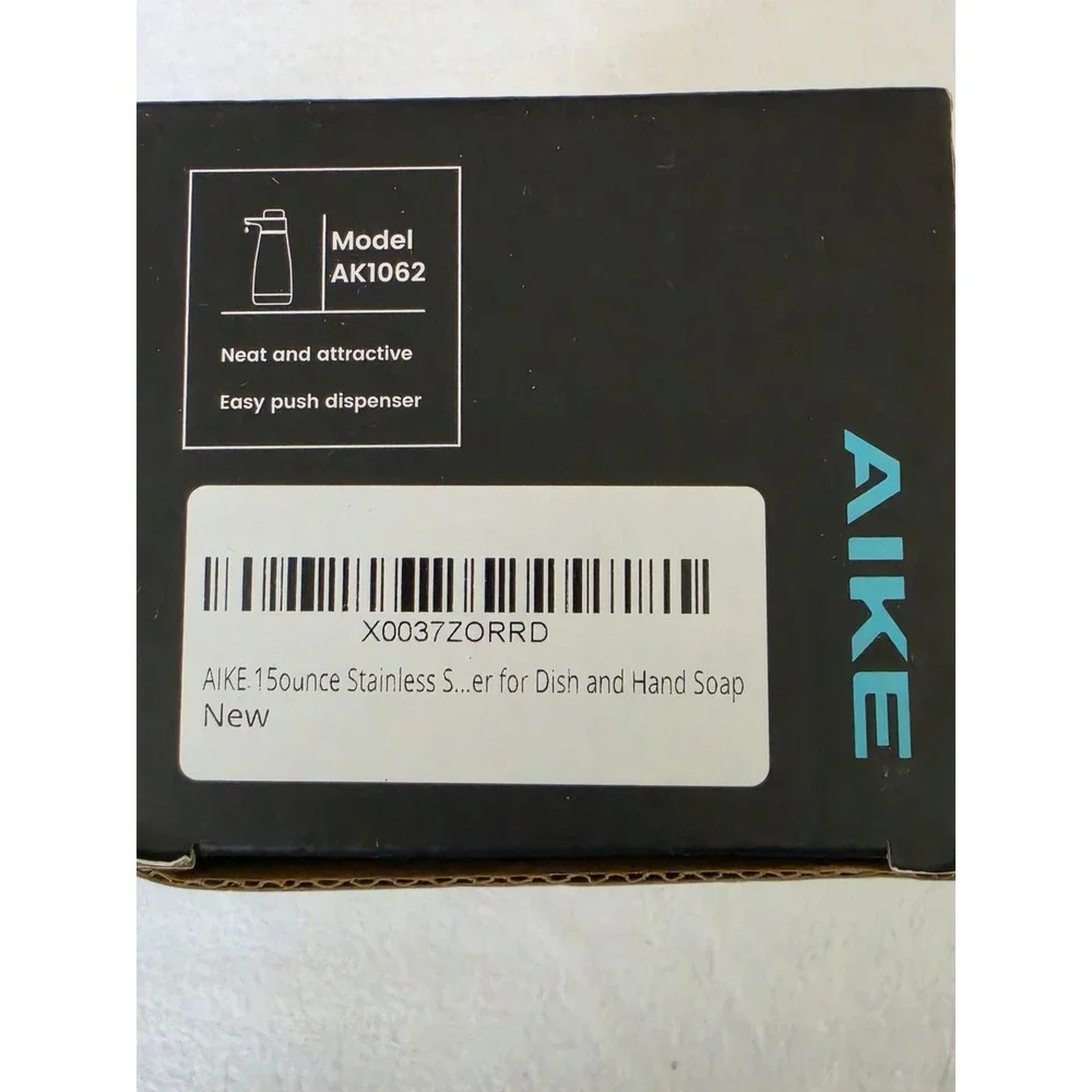 AIKE AK1062 Stainless Steel Soap Dispenser 15oz‎ Manual Hand Pump Silver Black